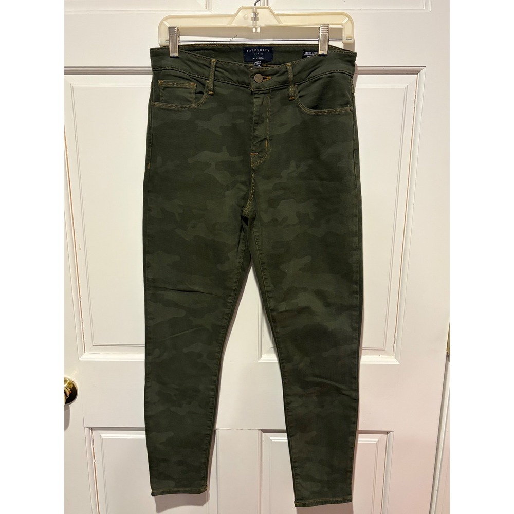 Sanctuary Denim Social Ankle Skinny Camo Jeans Green Camouflage Size 28 6